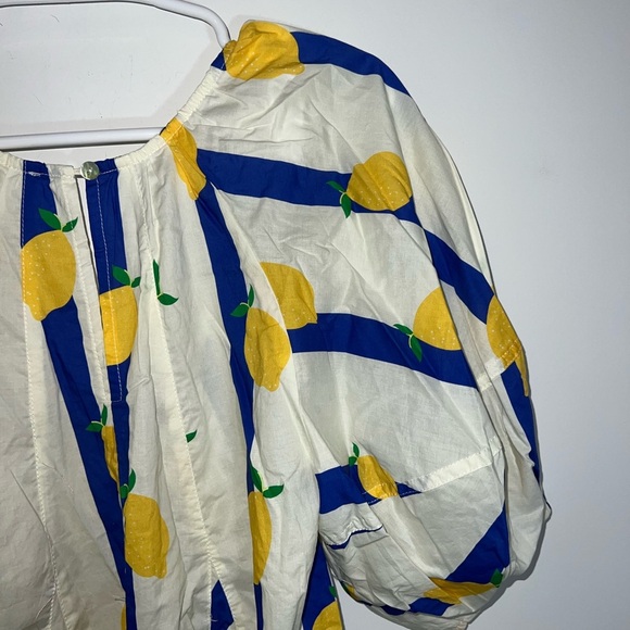 Fantastic Fawn Lemon Print romper with Blue Stripes small - Picture 13 of 15